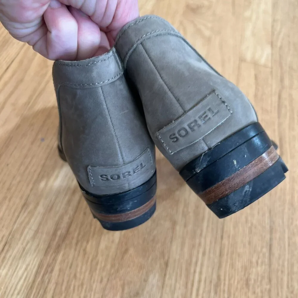 Sorel Lolla Cut-Out Waterproof Leather Ankle Boots Gray Women's US Size 7.5 - Picture 6 of 9